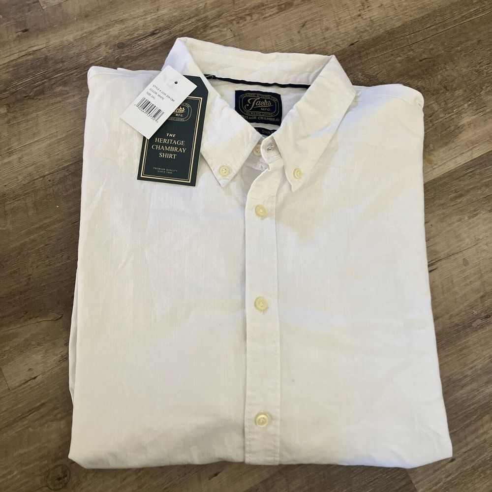 Jacks MFG Heritage Chambray Noho Shirt Mens 3XL‎ White Short Sleeve J23A-209-C88